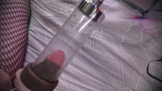 milking a femboy with a sex machine and cum hands free